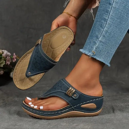 Maria Wedge Cushioned Sandals with Toe Post Design