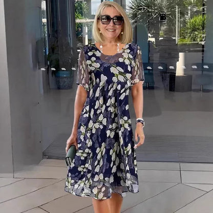Isabelle Fletcher Floral A-Line Chiffon Dress for Women in Midi Length