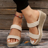 Ivy Woven Strap Platform Wedge Sandals with Espadrille Sole