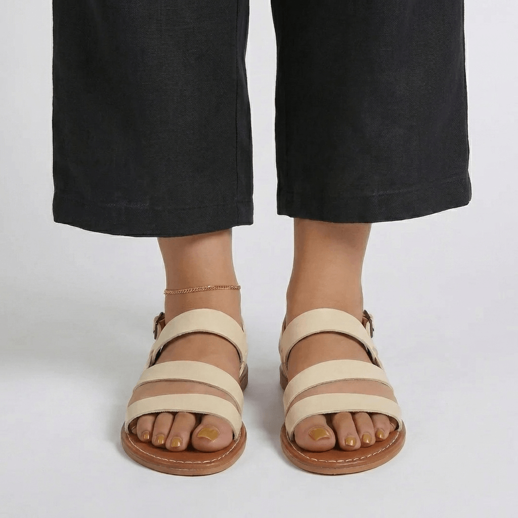 Women's Cushioned Flat Sandals with Back Strap