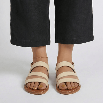 Women's Cushioned Flat Sandals with Back Strap