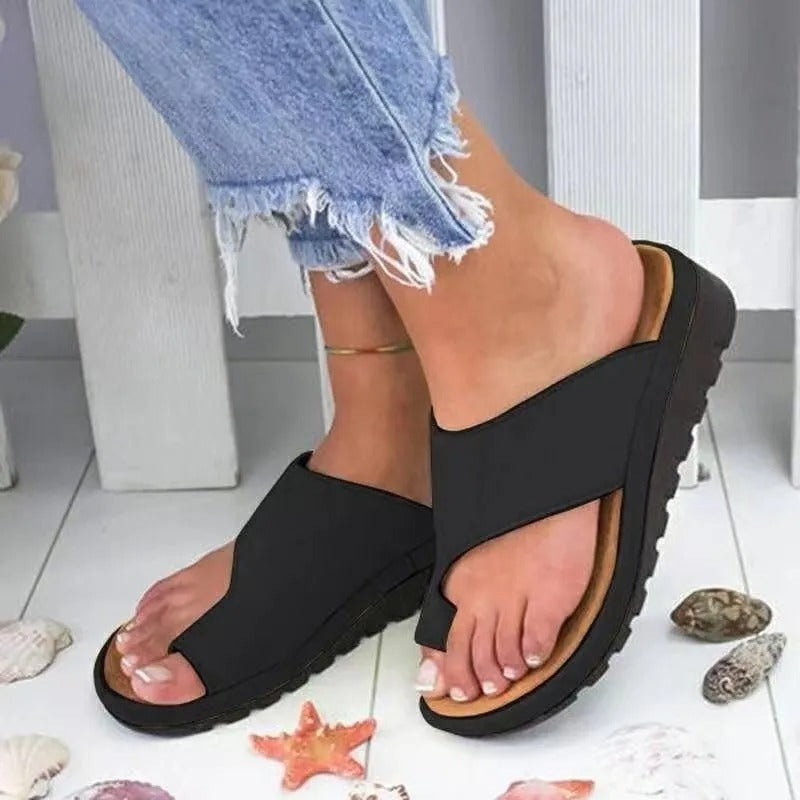 Lizzie Comfortable Toe-Loop Platform Arch Support Sandals with Footbed