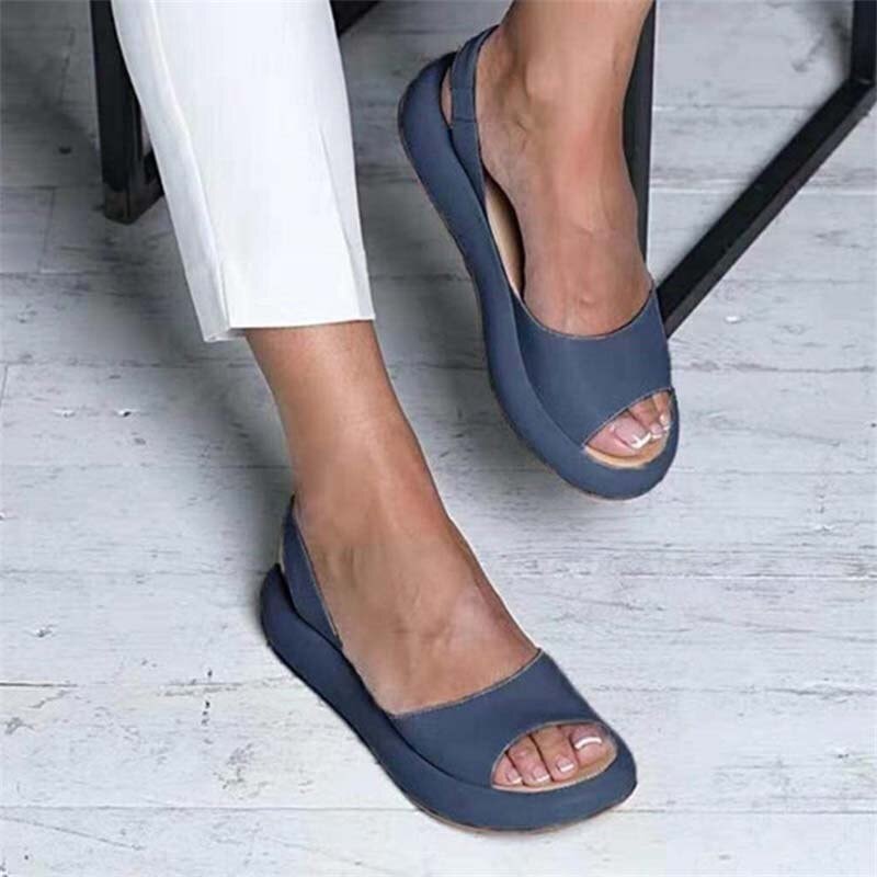 Women's Open-Toe Slingback Sandals with Cushioned Sole in Faux Leather