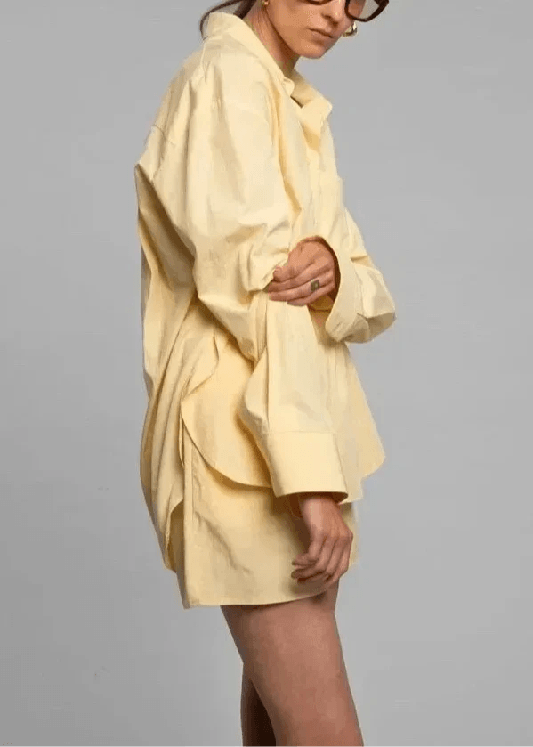 Calvindra Relaxed Linen Shirt and Shorts Two-Piece Co-Ord Set