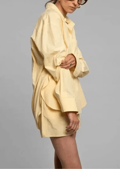 Calvindra Relaxed Linen Shirt and Shorts Two-Piece Co-Ord Set