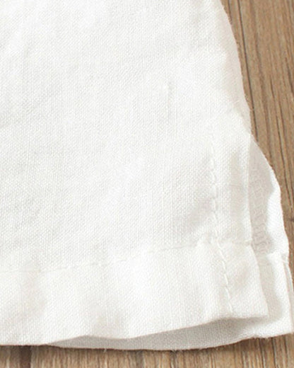 Halvorn Relaxed Linen Summer Top with Short Sleeves and Side Button Detail