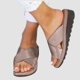 Open-Toe Cross-Strap Platform Sandals with Faux Leather Upper and Anti-Slip Sole