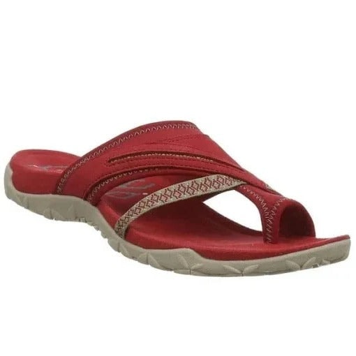 Comfortable Cross-Strap Toe-Loop Slide Sandals with Cushioned Footbed