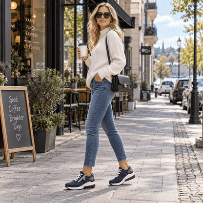 Orthopedic Lace-Up Sneakers with Side Zip and Supportive Raised Sole
