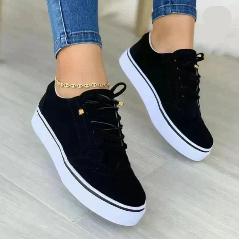 Women's Cushioned Perforated Faux Suede Platform Sneakers with Arch Support