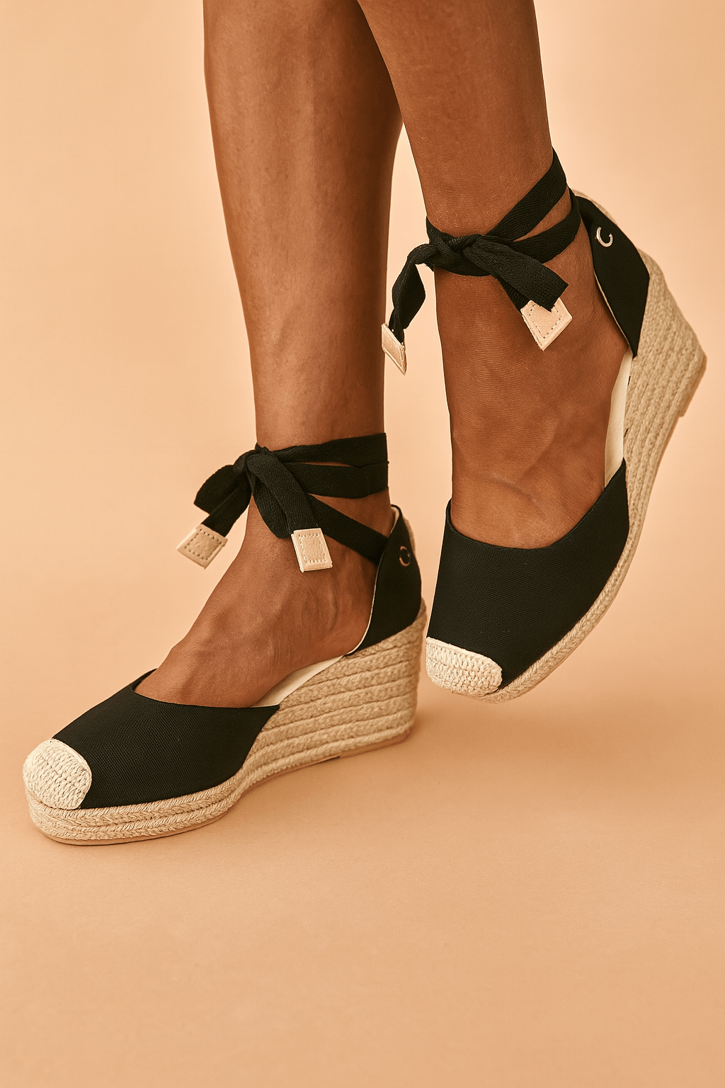 Maja Espadrille Wedge Sandals with Ankle Tie Straps
