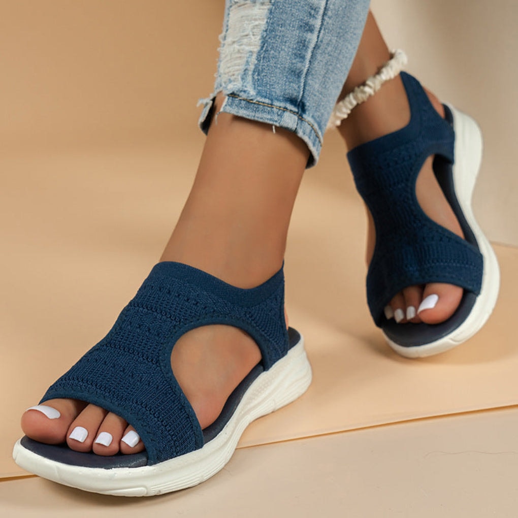 Women's Cushioned Knit Sport Sandals with Cutout Design