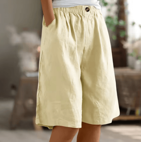 Renee Tailored Linen Shorts with Elasticated Pleated Waist