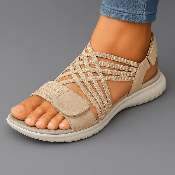 Orthopedic Flat Sandals with Strappy Criss-Cross Upper and Adjustable Straps
