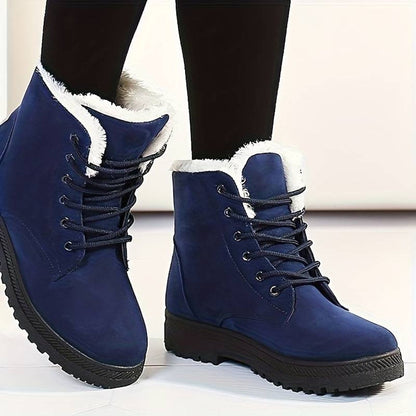 Fur Lined Lace-Up Winter Ankle Shoes with Warm Comfort Fit