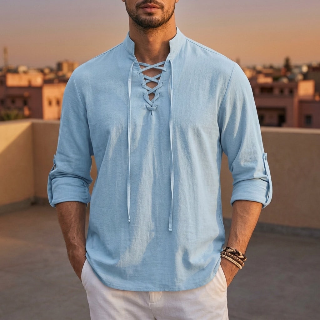 Azmirelle Lace-Up Renaissance Shirt for Men