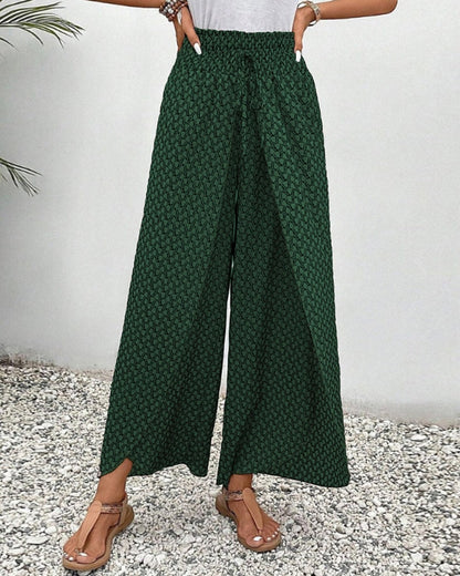 Vera Elastic-Waist Wide-Leg Linen Pants for Women