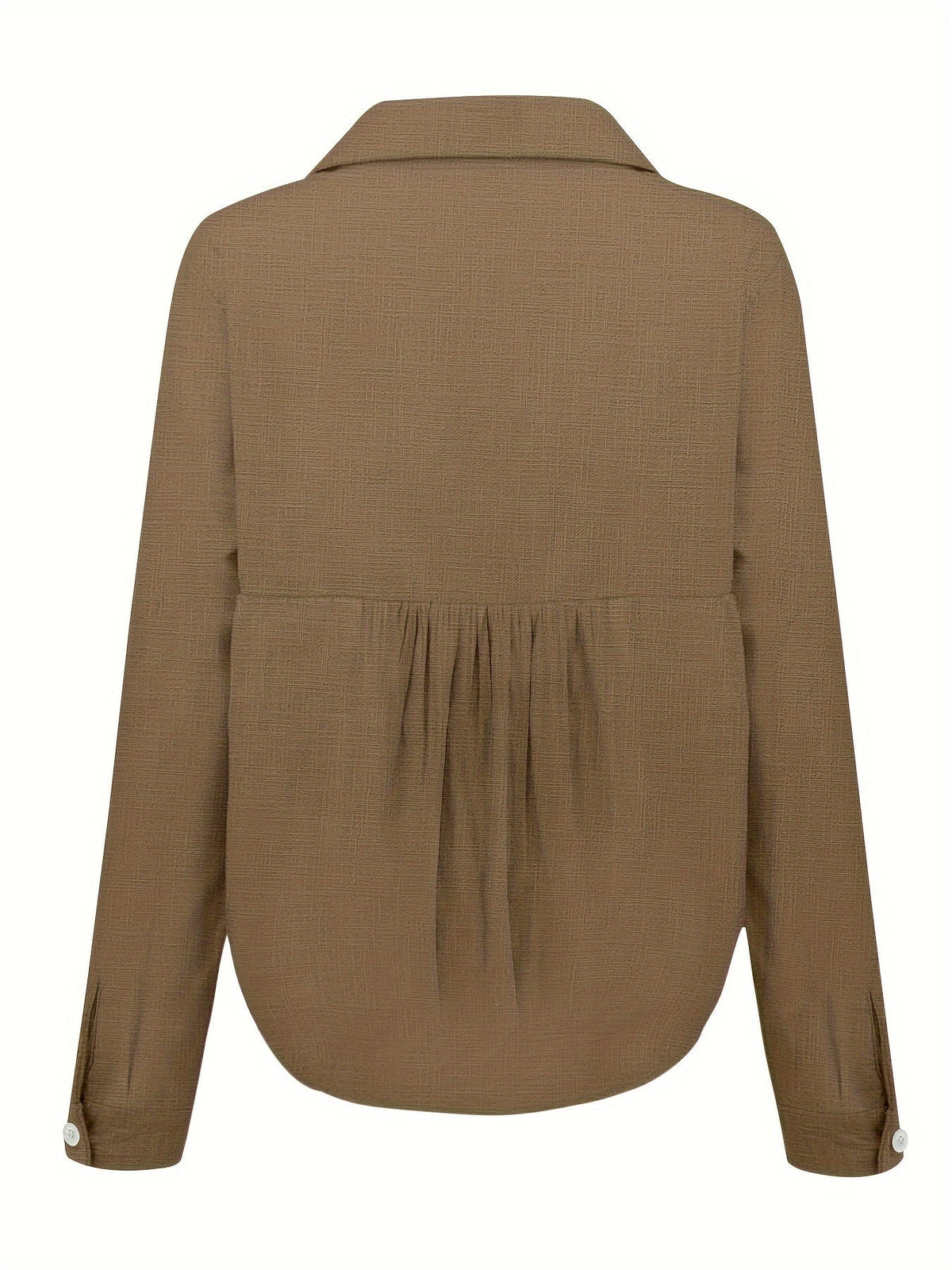Evie Long-Sleeve Linen Button-Down Blouse for Women with Classic Collar
