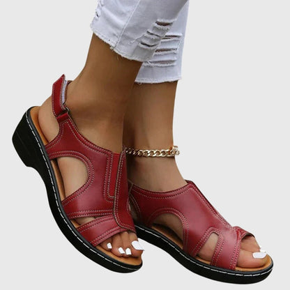 Celeste Comfortable Slingback Wedge Sandals with Cut-Out Detail and Adjustable Strap