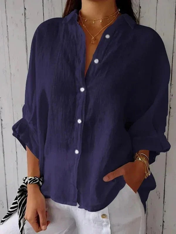 Amélie Rousseau | Women's Relaxed Linen Long-Sleeve Blouse