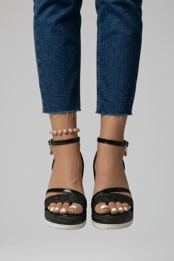 Women's Cushioned Wedge Sandals with Ankle Strap and Platform Sole