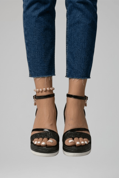 Women's Cushioned Wedge Sandals with Ankle Strap and Platform Sole