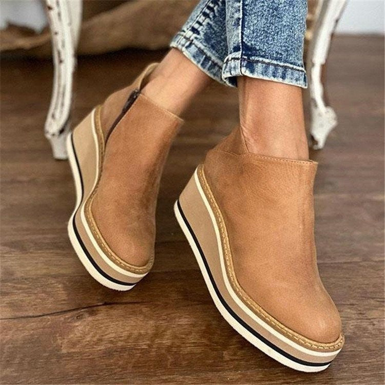 Madeline Rossi Platform Ankle Boots with Side Zip for Women
