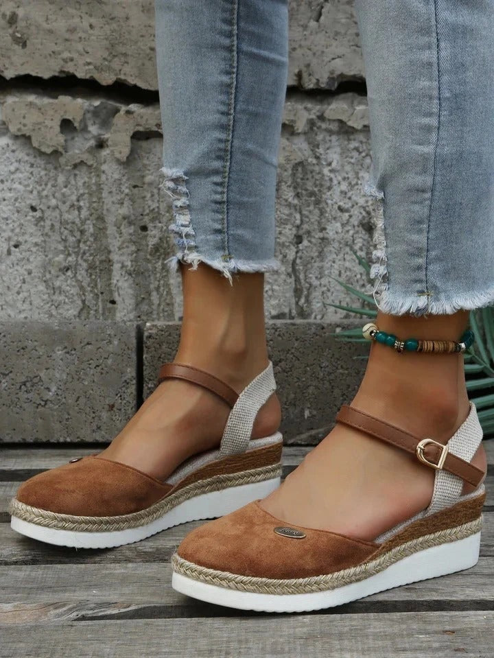 Women's Espadrille Wedge Sandals with Cushioned Footbed