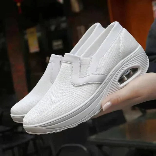 Slip-On Platform Wedge Sneakers with Air Cushion Sole and Breathable Upper