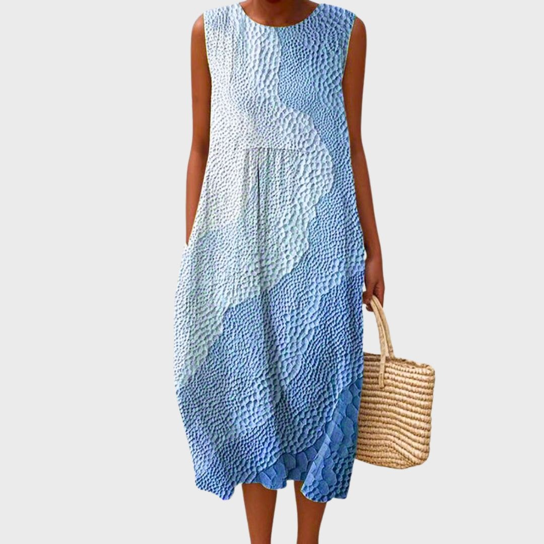 Sophryana Printed Sleeveless Summer Midi Dress for Women