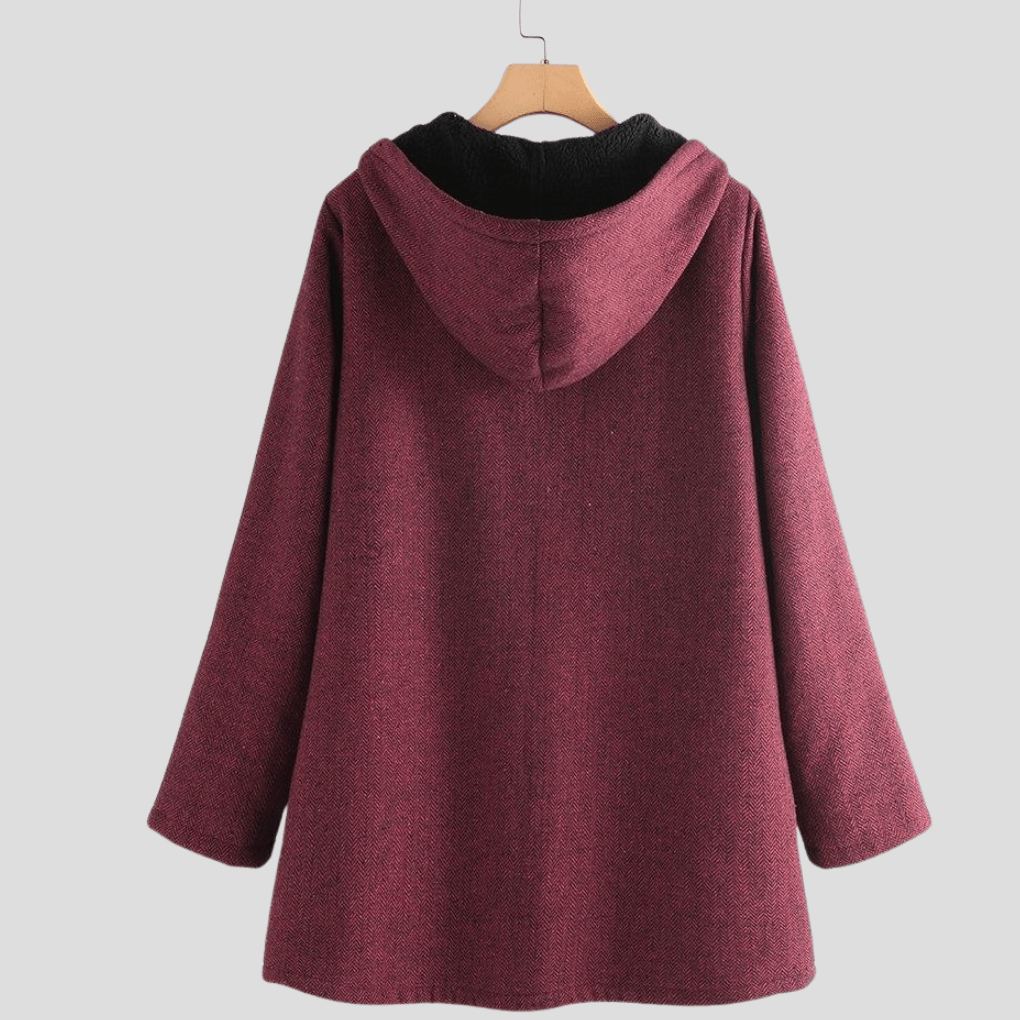 Fleece Lined Hooded Duffle Coat with Front Pockets