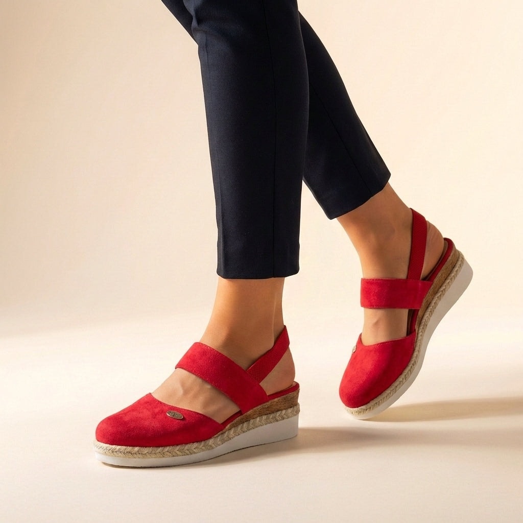 Women's Cushioned Espadrille Wedge Sandals with Slingback Strap