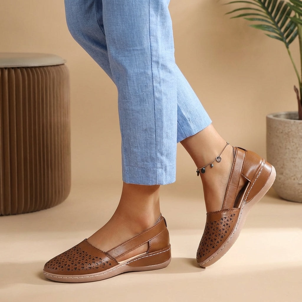 Perforated Slip-On Loafers with Side Cut-Outs and Low Flexible Sole