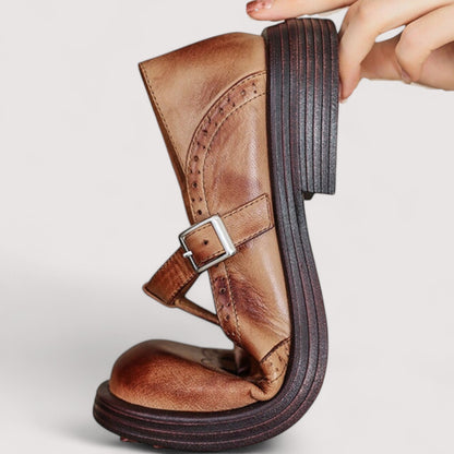 Women's Brogue Mary Jane Comfort Shoes with Ankle Strap