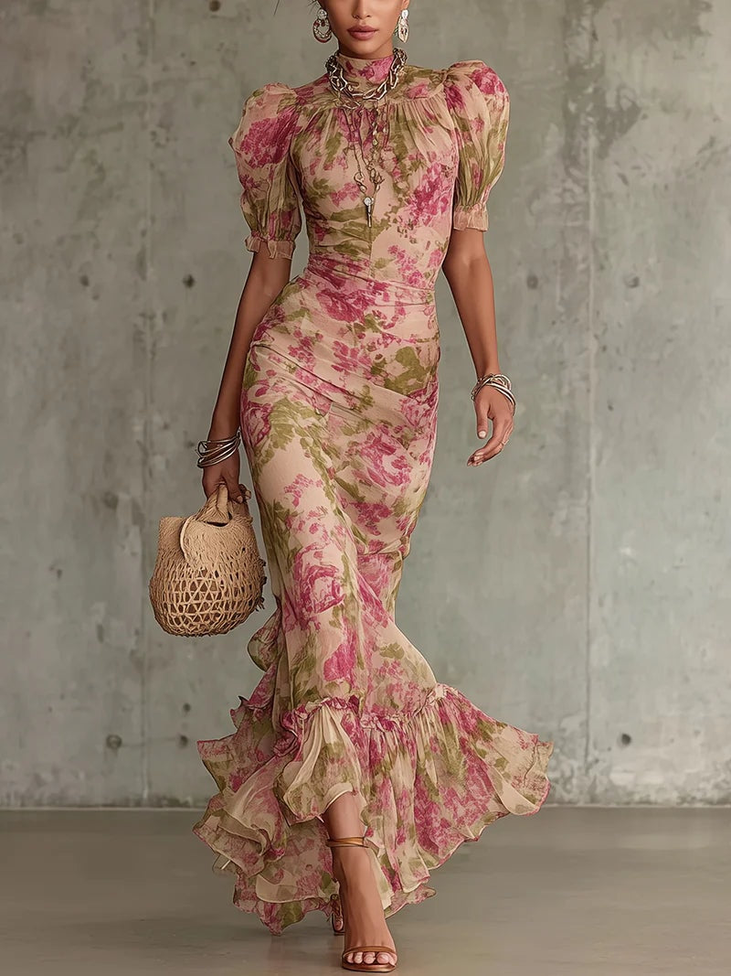 Charlotte Reynolds Floral Mermaid Maxi Christmas Dress for Women