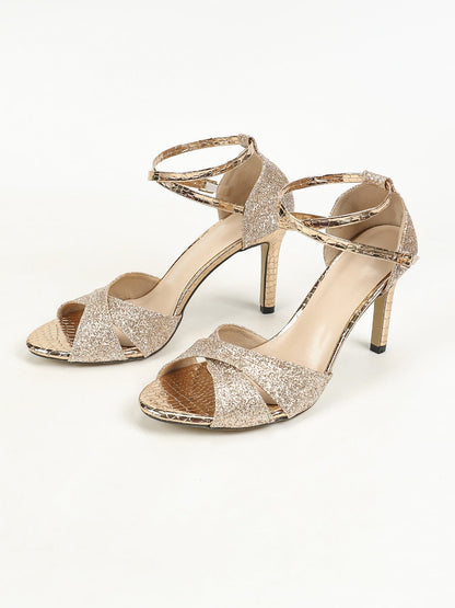 Aurevielle Shine Crystal Strap Stiletto Sandals for Women