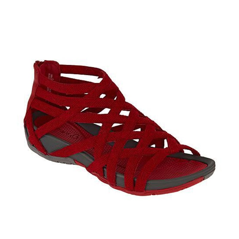 Comfortable Strappy Flat Sandals with Memory Foam Insole and Back Zip
