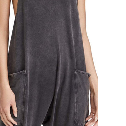Sarah Slouchy V-Neck Sleeveless Jumpsuit with Oversized Patch Pockets
