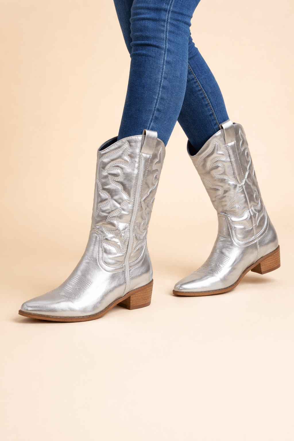 Valentina Rossi | Embroidered Synthetic Leather Western Work Boots for Women