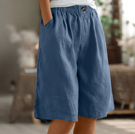 Renee Tailored Linen Shorts with Elasticated Pleated Waist