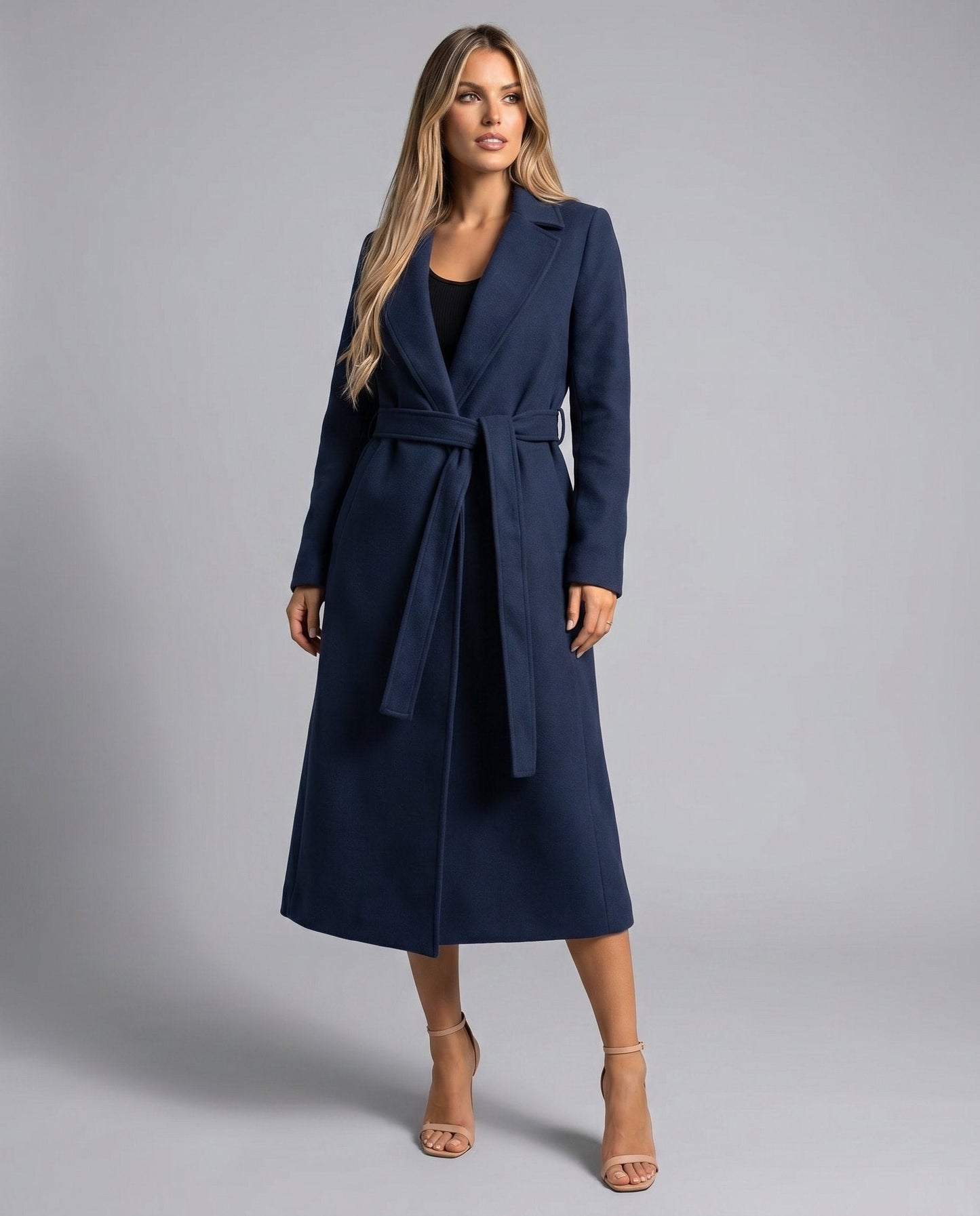 Louisa Belted Wool-Blend Trench Coat with Tailored Lapel