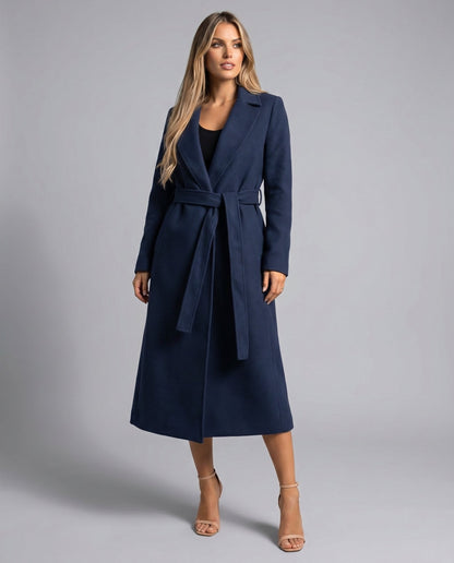 Louisa Belted Wool-Blend Trench Coat with Tailored Lapel