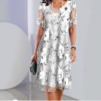 Isabelle Fletcher Floral A-Line Chiffon Dress for Women in Midi Length