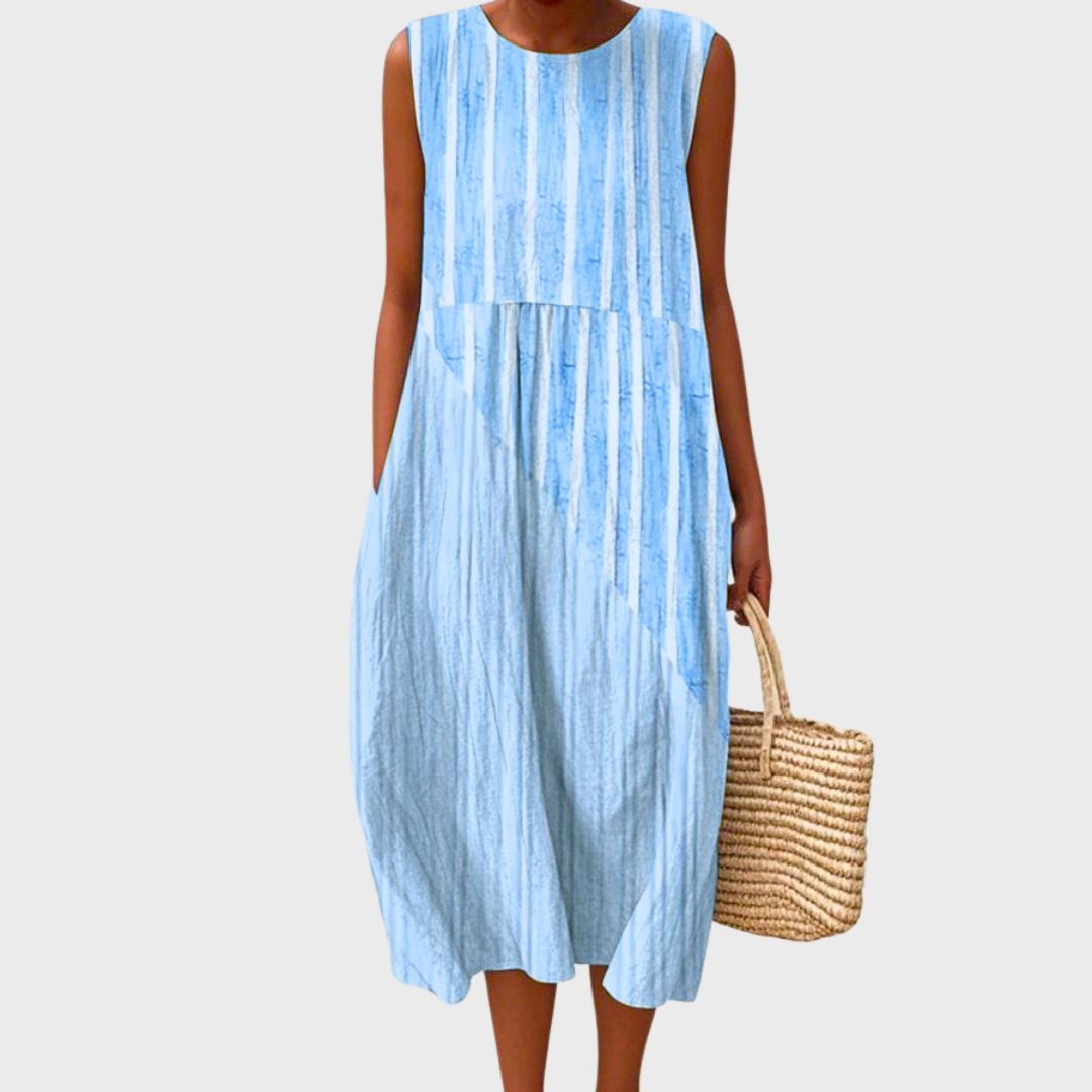 Sophryana Printed Sleeveless Summer Midi Dress for Women