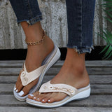 Ashleigh Cooper Cushioned Wedge Thong Sandals with Crystal Detail