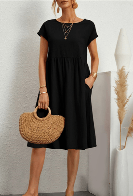 Isabella Moreau | Women's Linen Blend Summer Midi Dress with Pockets
