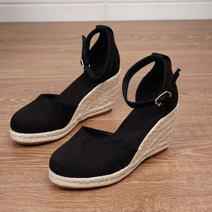 Women's Espadrille Wedge Sandals with Ankle Strap for Comfort