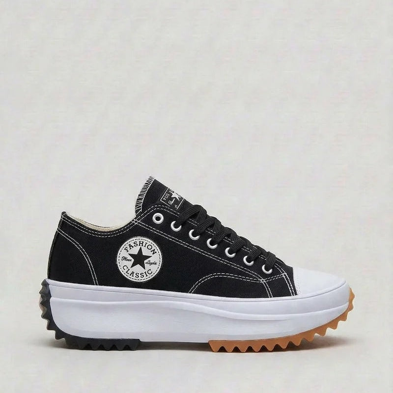 Chunky Platform Canvas Lace-Up Cushioned Sneakers for Women