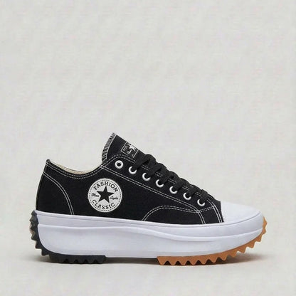 Chunky Platform Canvas Lace-Up Cushioned Sneakers for Women