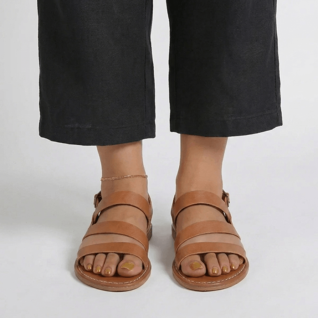 Women's Cushioned Flat Sandals with Back Strap